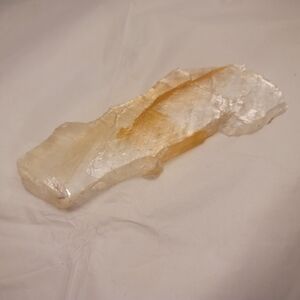 Raw Golden Phantom Selenite Gypsum Crystal Wand Slice With Limonite 0.181lb